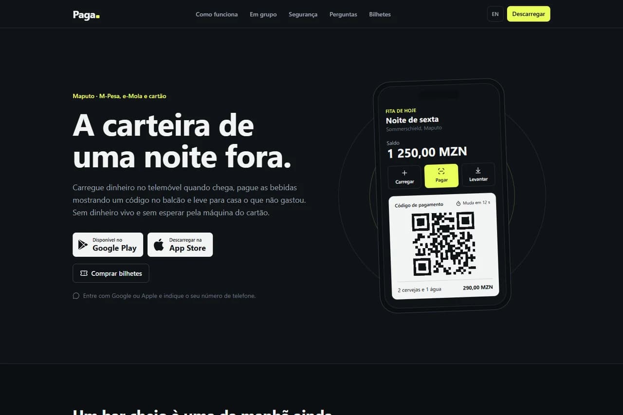 Screenshot of Paga